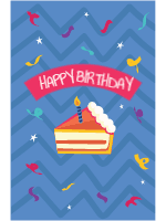 Set of happy birthday cards in flat style 3 design template for print-on-demand