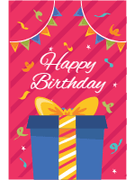 Set of happy birthday cards in flat style 1 design template for print-on-demand