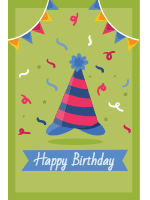 Set of happy birthday cards in flat style 1 design template for print-on-demand