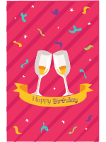 Set of happy birthday cards in flat style 5 design template for print-on-demand