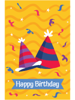 Set of happy birthday cards in flat style 6 design template for print-on-demand