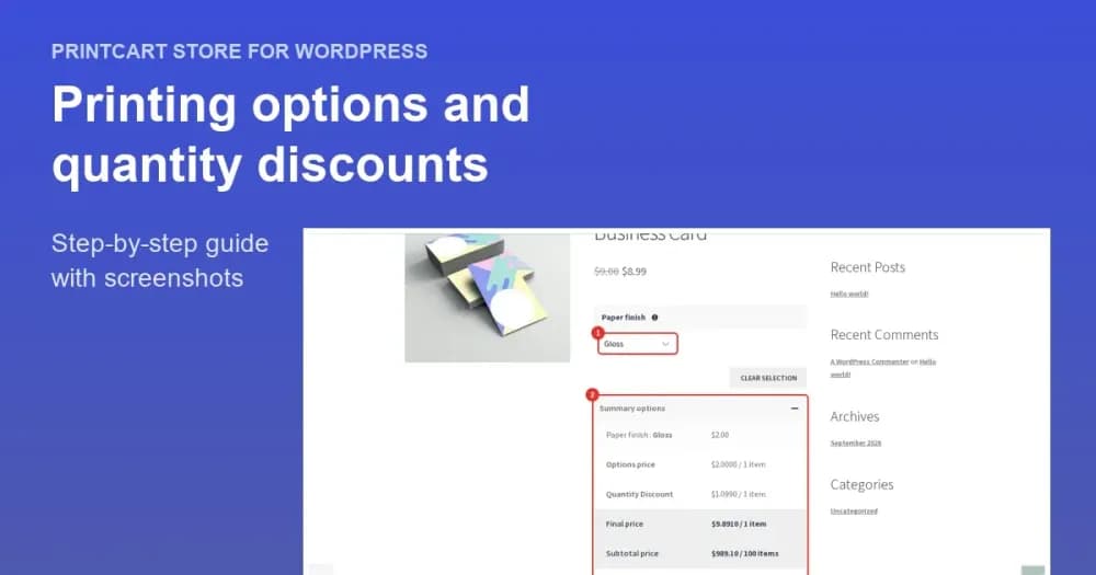 Cover: Add Printing Options and Quantity Discounts to a WooCommerce Product