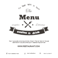 Elegant black and white menu template — front side, editable menu design template for print-on-demand