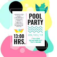 Summer party poster template with flat design — front side, editable poster design template for print-on-demand