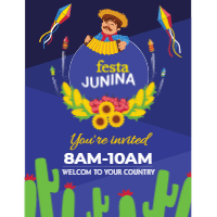 Festa junina celebration flyer — front side, editable flyer design template for print-on-demand