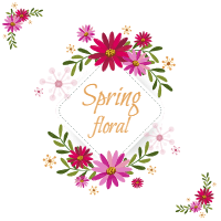 Spring floral frame in flat style — front side, editable design template for print-on-demand