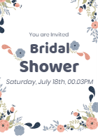 Floral-Bridal-Shower-Invitation — front side, editable design template for print-on-demand