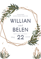 Simple-hand-drawn-wedding-invitation-with-wreath — front side, editable wedding card design template for print-on-demand