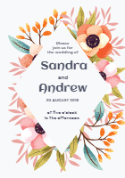 Floral-wedding-invitation-in-hand-drawn-style — front side, editable wedding card design template for print-on-demand