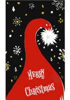 Christmas-greetings-with-elements-of-santa-claus-2 — front side, editable christmas design template for print-on-demand