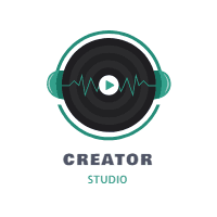 Modern music logo — front side, editable logo design template for print-on-demand